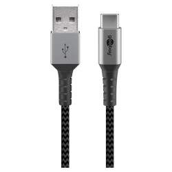 USB-C auf USB-A Textilkabel mit Metallsteckern 1 m