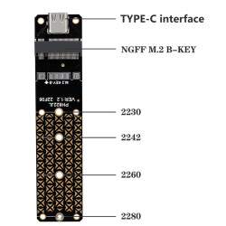 M.2 SSD NGFF to USB3.1 Typ C Adapterboard - B-Key