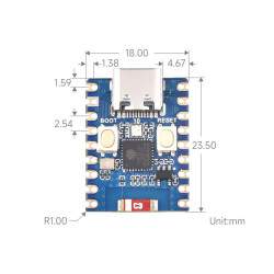 Waveshare ESP32-C3 Mini Dev Board -  ESP32-C3FN4 Single-Core CPU @ 160MHz - 2.4GHz Wi-Fi & BT 5