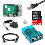 Raspberry Pi 3 Model B+ Budget Set - Kingston 8GB (Noobs) - Blaues Gehäuse