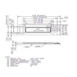 0.91" OLED LCD Weiß 128x32 I2C SSD1306