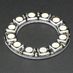 NeoPixel Ring - 12 x 5050 RGBW LEDs w/ Integrated Drivers - Cold White - ~6000K